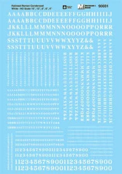 Microscale 90031 HO Alphabets & Numbers - Condensed Roman -- White