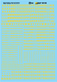Microscale 90106 HO Alphabets & Numbers - Railroad Gothic -- Yellow