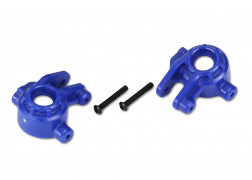 Traxxas 9037X Steering blocks, extreme heavy duty, blue (left & right)/ 3x20mm BCS (2) (for use with #9080 upgrade kit)