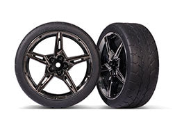 Traxxas 9370 Tires & wheels, assembled, glued (split-spoke black chrome wheels, 2.1" Response tires) (front) (2)