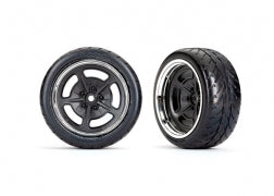 Traxxas 9373 Tires & wheels, assembled, glued (black with chrome wheels, 2.1" Response tires) (extra wide, rear) (2)