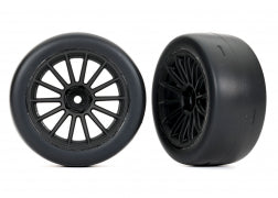 Traxxas 9375 Tires & wheels, assembled, glued (multi-spoke black wheels, 2.0" slick tires, foam inserts) (rear) (2)