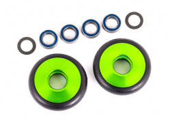 Traxxas 9461G Green Aluminum Wheelie Bar Wheels & Bearings
