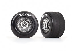 Traxxas 9475R Tires & wheels, assembled, glued (Weld chrome with black wheels, Mickey Thompson® ET Drag® Slicks, foam inserts) (rear)