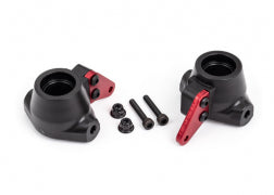 Traxxas 9637R Steering blocks, left & right/ steering block arms (aluminum, red-anodized)
