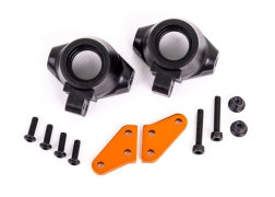 Traxxas 9637T Steering blocks, left & right/ steering block arms (aluminum, orange-anodized)