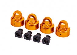 Traxxas 9664T Shock caps, aluminum (orange-anodized), GT-Maxx® shocks (4)/ spacers (4) (for Sledge®)