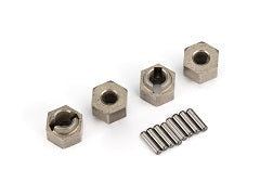 Traxxas 9750A Wheel hubs, 7mm hex (steel) (4)/ axle pins (8)