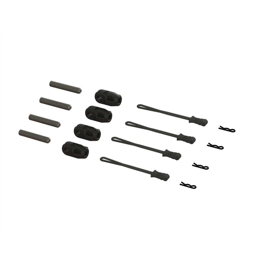 ARRMA 320477 8S BLX Brace Rod Ends w/Pins & Retainers (4)