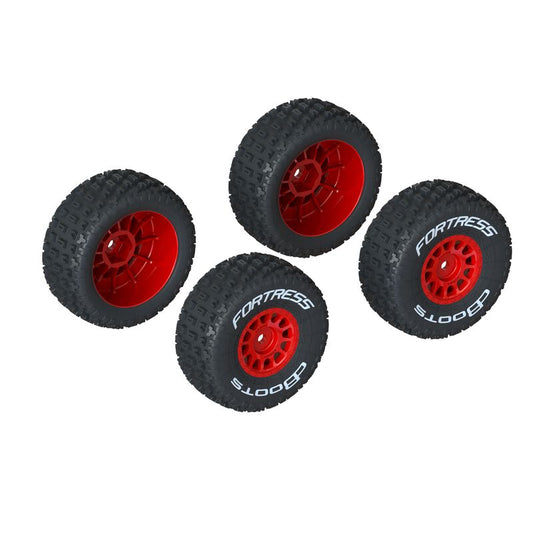 ARRMA 550116 dBoots 'FORTRESS' Tire Set Glued (Red) (2 Pairs)