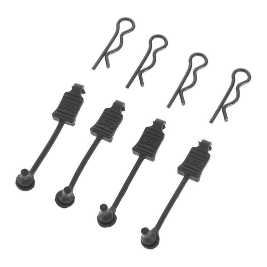 ARRMA 390178 1/8 Body Clips w/Rubber Retainers (Black) (4)