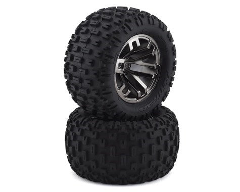 ARRMA 550045 *DISC* Fortress MT Tire Set Glued Black Chrome (2)