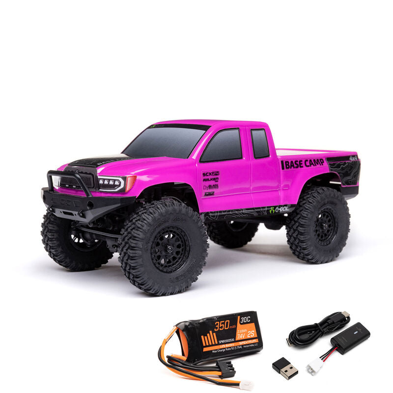 Axial 1219T3 1/24 SCX24 Base Camp 4x4 Rock Crawler Brushed RTR - Pink
