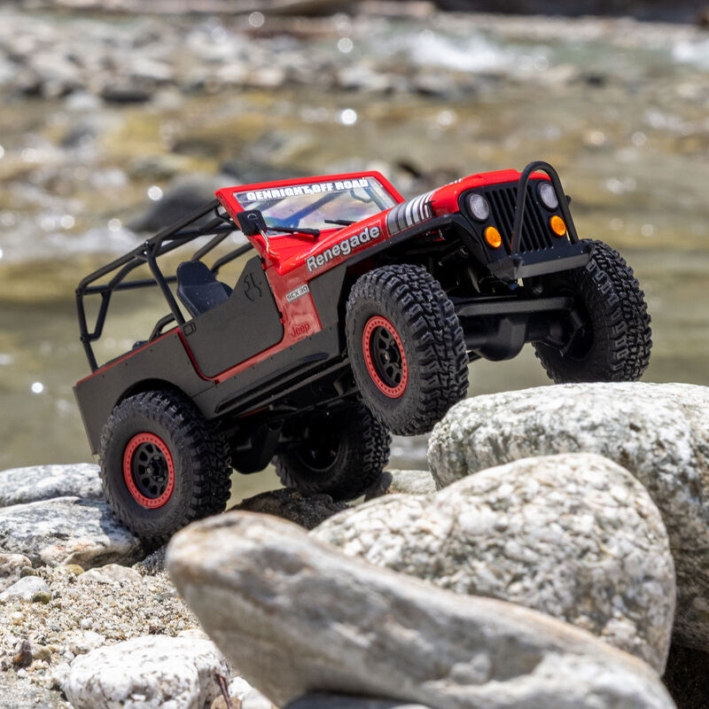 Axial 3273T1 1/30 SCX30 Jeep CJ-7 Renegade 4X4 RTR Brushed Rock Crawler (Battery & Charger Included), Genright, Red