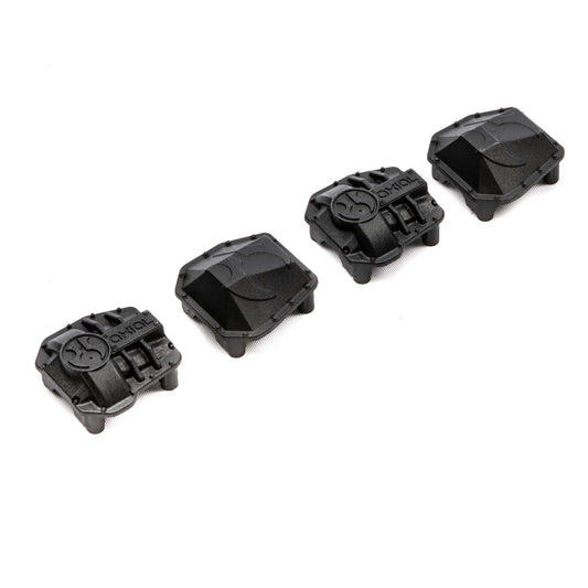 Axial 232044 SCX10 Pro AR45P/AR45 Differential Covers (Black) (4)
