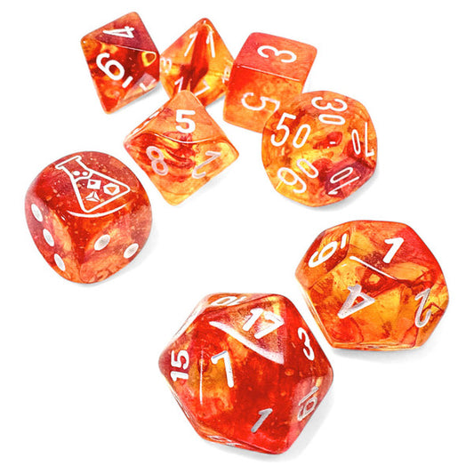 Chessex 30073 7-Set Lab Nebula Molten with White Dice