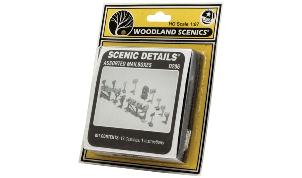 Woodland Scenics D206 Assorted Mailboxes HO Scale Kit