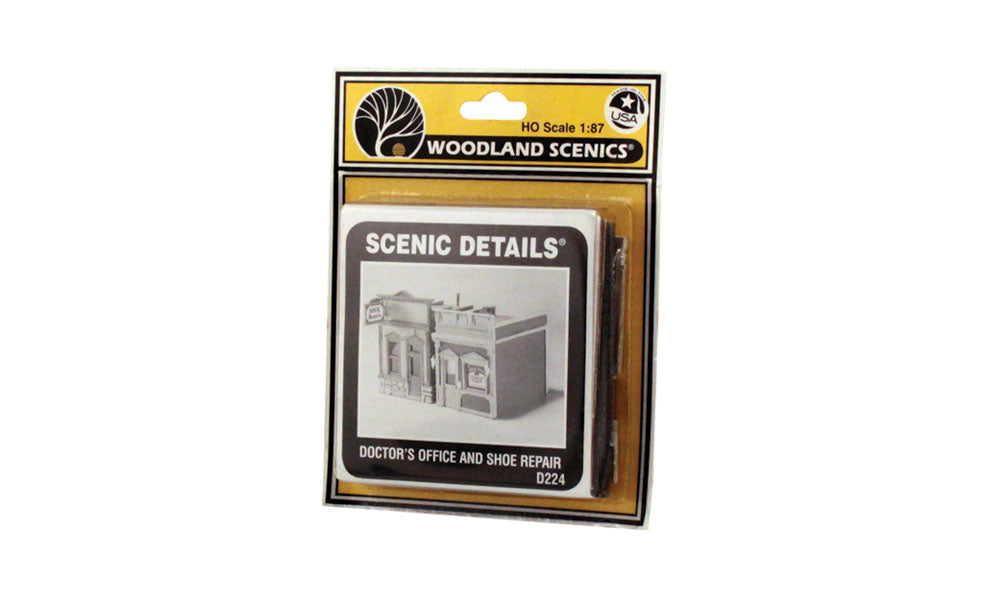 Woodland Scenics D224 Doctor's Office & Shoe Repair HO Scale Kit