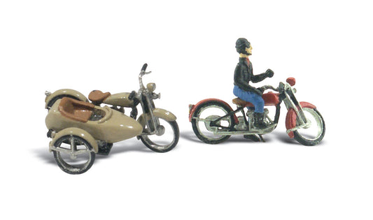 Woodland Scenics D228 Motorcycles and Sidecar HO Scale Kit