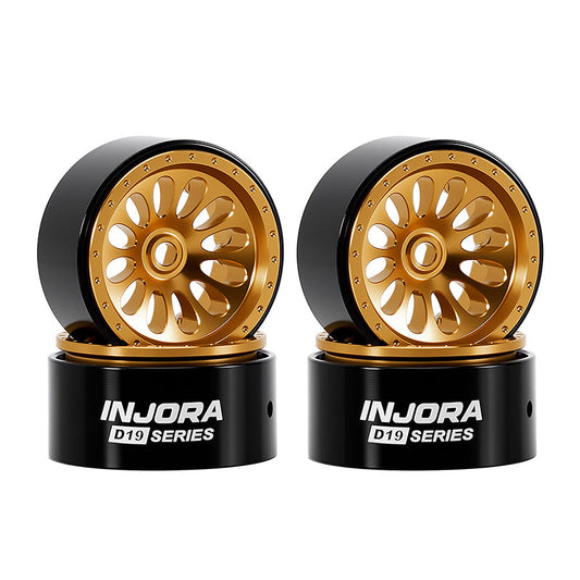 Injora W7005GD-19 0.7" D19 Ripple Aluminum Wheels for 1/30 SCX30 (W7005) Gold