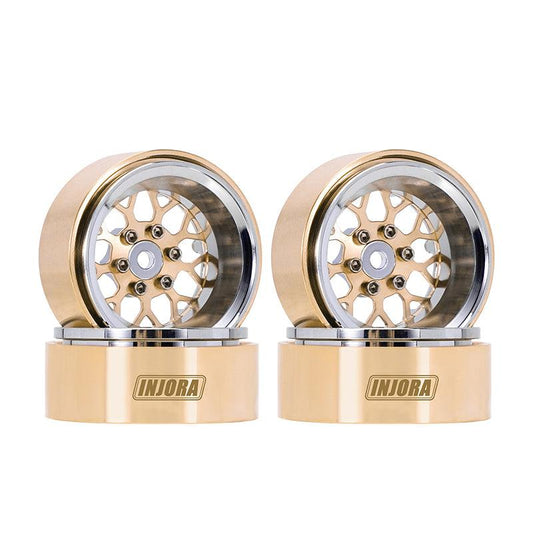 Injora YQW-MW1307SR 1.3" ModuWheel Brass & Aluminum Beadlock Wheels for 1/18 1/24 RC Crawlers