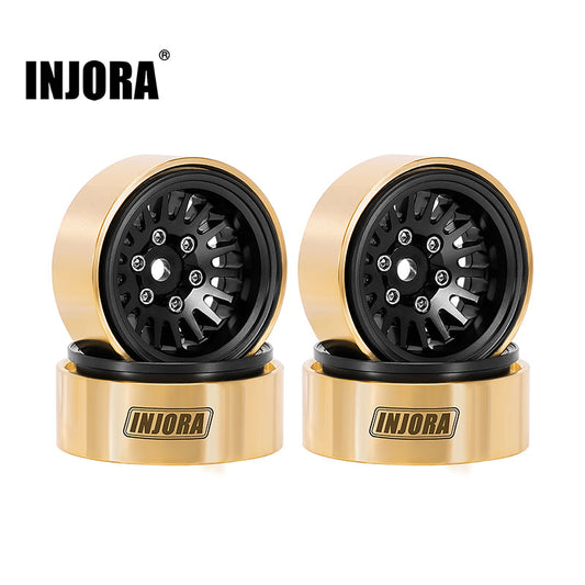 Injora YQW-1109BK 1.0 Plus Black Brass Beadlock Wheels for 1/24 1/18 RC Crawler (W1109)