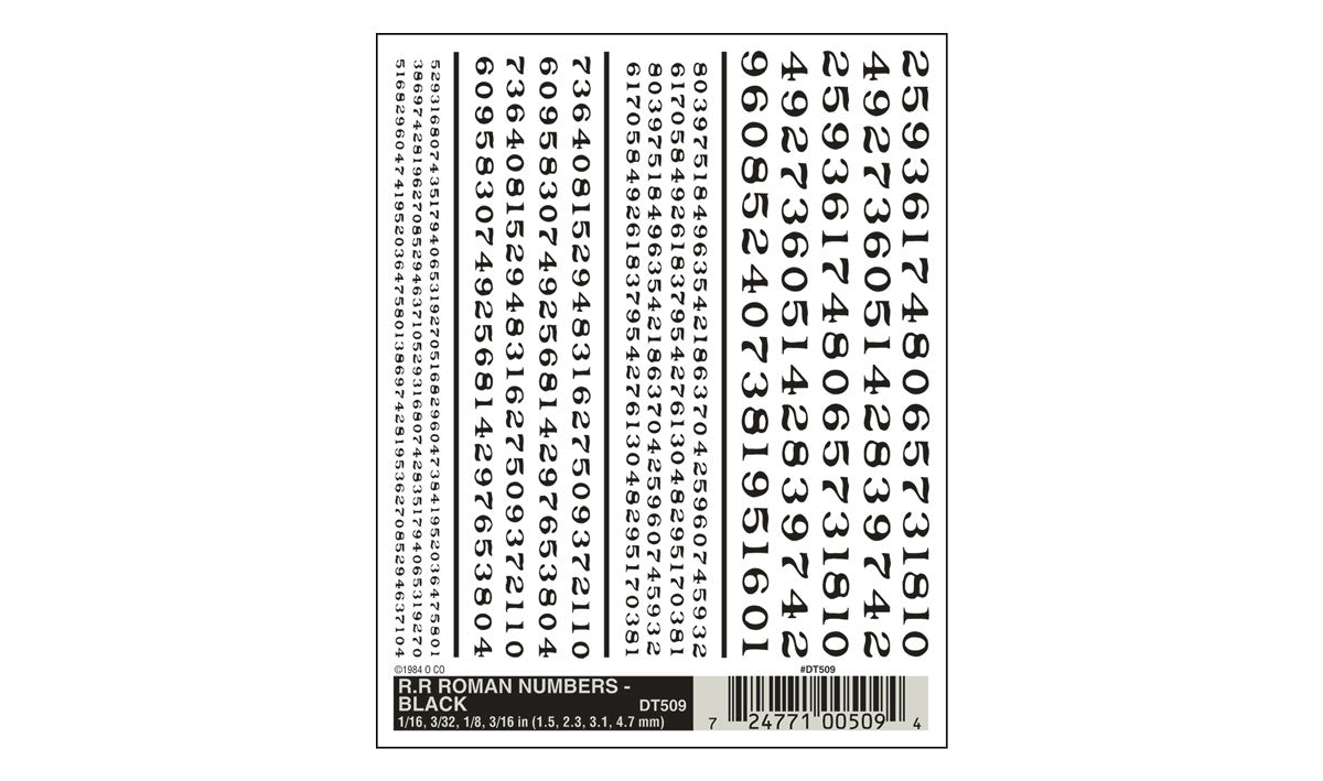 Woodland Scenics DT509 RR Roman Numbers Black