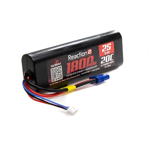 Dynamite B1822H3 Reaction2 7.4V 1800mAh 2S 20C LiPo, Hardcase EC3