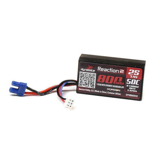 Dynamite B825H2 7.4V 800mAh 2S 50C Hardcase LiPo Battery: EC2