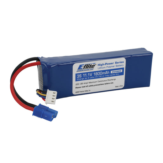 Eflite B18003S 1800mAh 3S 11.1V 20C LiPo, 13AWG EC3