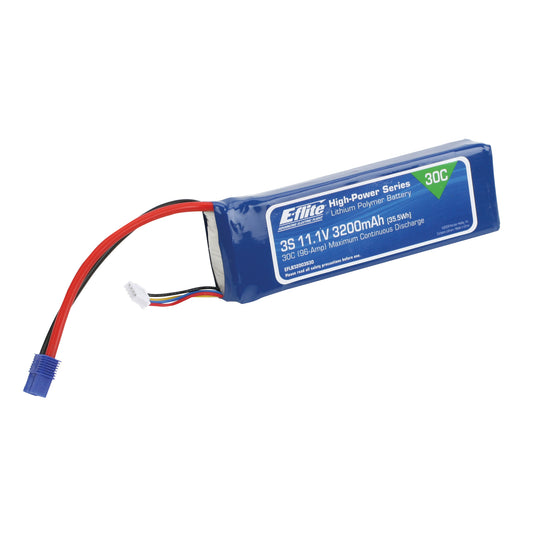 Eflite B32003S30 High Power Series LiPo Battery 3200mAh 3S 11.1V 30C LiPo, 12AWG EC3