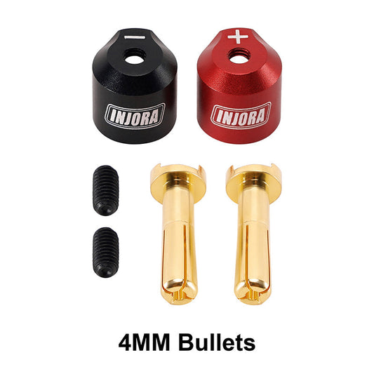 Injora INA-117-4 Heatsink Bullet Plug Connectors Grips with 4mm Bullets (Black, Red)
