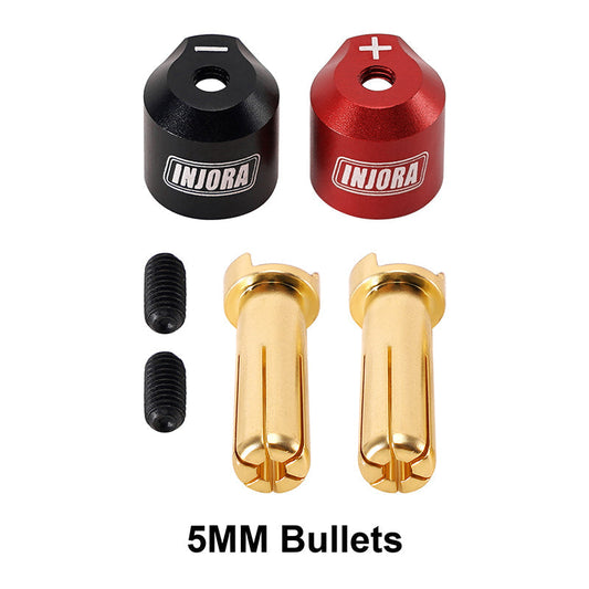 Injora INA-117-5 Heatsink Bullet Plug Connectors Grips with 5mm Bullets (Black, Red)