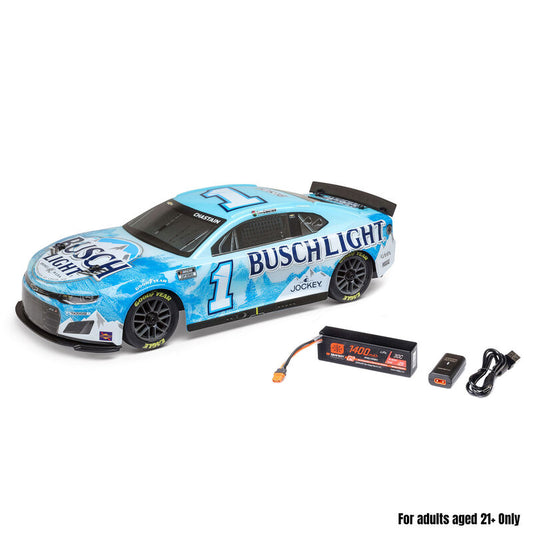 LOSI LOS 11225011/12 NASCAR RC Race Car Ross Chastain No. 1 Busch Light 2025 Chevrolet Camaro ZL1 2S AWD RTR Brushed On-Road (Battery & Charger Included)