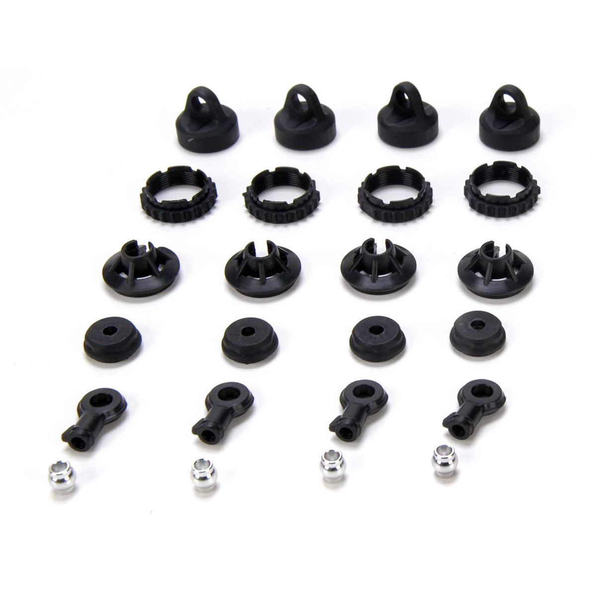 LOSI LOSB 2904 *DISC* Front & Rear Shock Plastics & Ball Set (4) (Ten-T)
