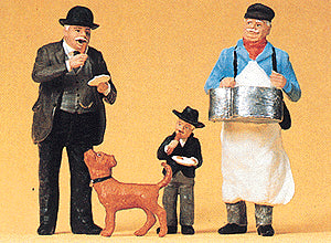Preiser 45059 G Scale Sausage Vendor & Customers Figures