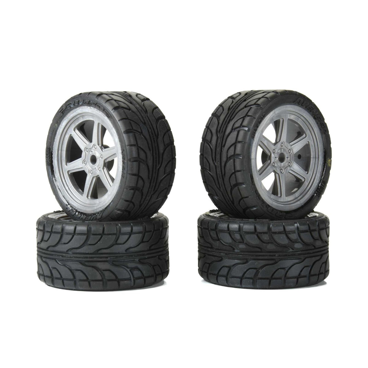 ProLine 1030810 Avenger F/R Street Tire Mounted on Overdrive Gray Wheel 8mm Hex (4) for Losi Race Car