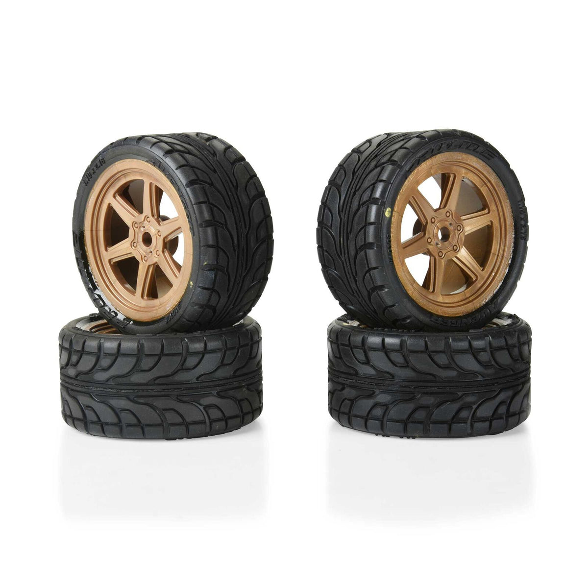 ProLine 1030813 Avenger F/R Street Tire Mounted on Overdrive Bronze Wheel 8mm Hex (4) for Losi Race Car