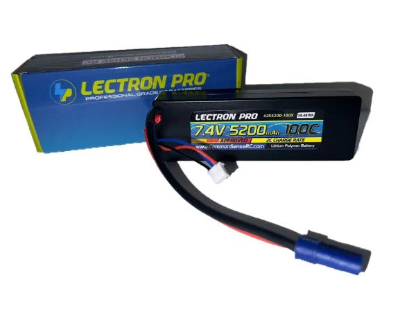 Common Sense 2S5200-1005 Lectron Pro 7.4V 5200mAh 100C Lipo Battery w/ EC5