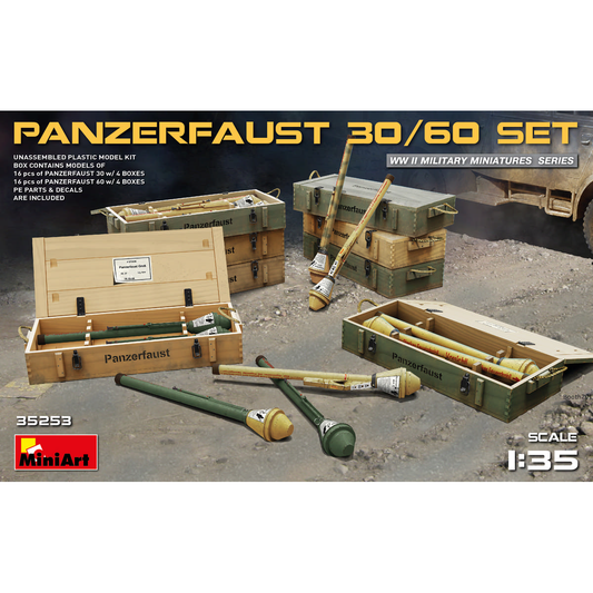 Miniart Models 35253 1/35 WWII Panzerfaust 30/60 Weapons w/ Ammo Boxes