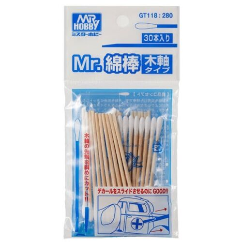 Mr Hobby GT118 Mr. Cotton Swab Wooden Stick Type (30pc)