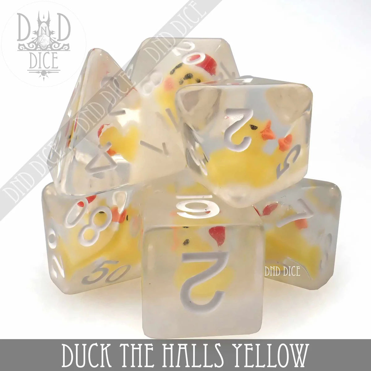 DND Dice PR07DHYE Duck the Halls Yellow Dice
