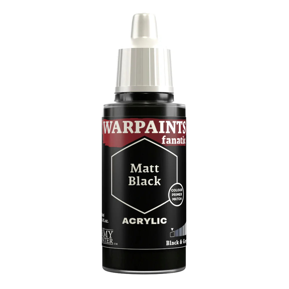 Army Painter WP3001 Warpaints Fanatic Acrylic Hobby Paint (Matt Black) (18ml)