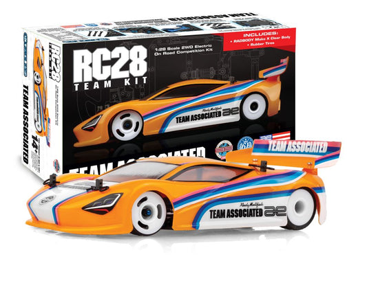 Associated 20168 RC28R 1/28 2WD Electric On-Road Competition Team Kit w/Mako X Body, Wheels & Tires (Clear)
