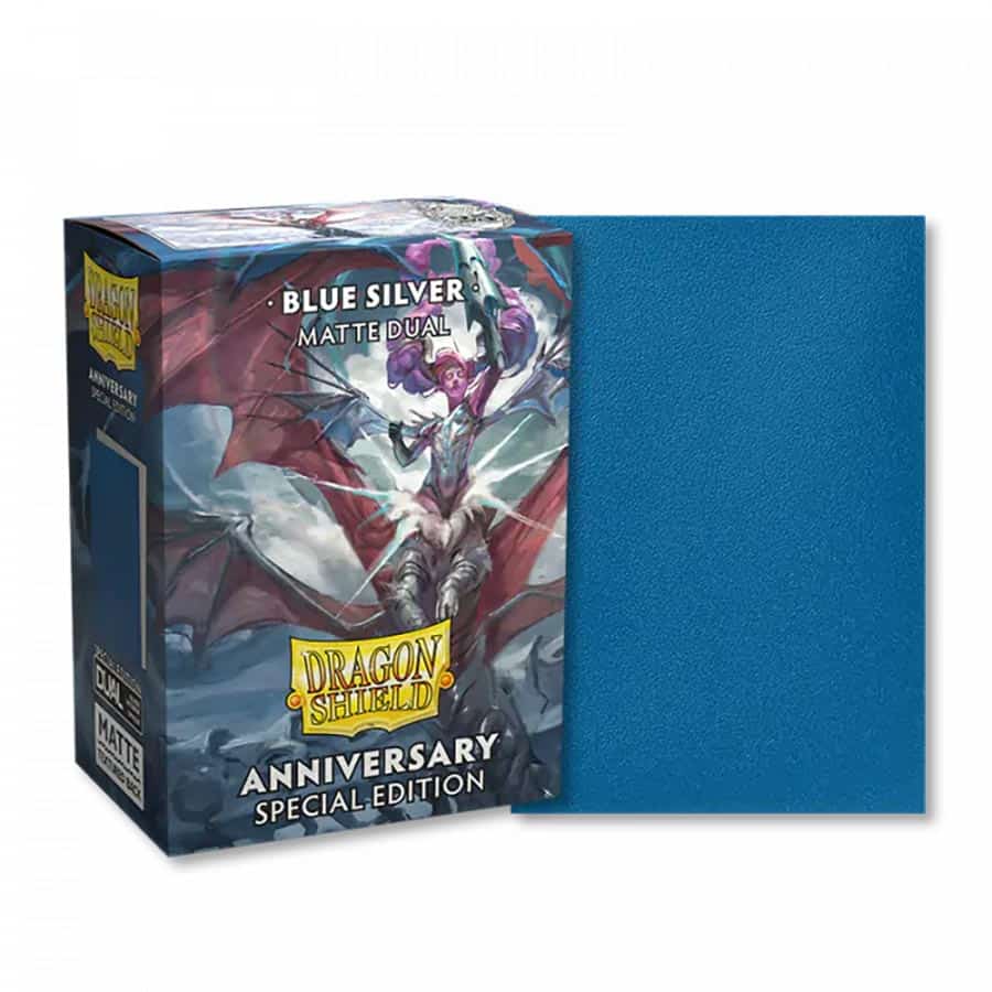Arcane Tinmen 15064 Dragon Shield Sleeves: Matte Dual: Cobalt Blue & Silver (100ct)