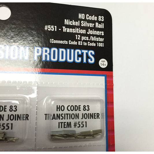 Atlas 551 HO Scale Code 83 to Code 100 Transition Rail Joiners 12 pcs.