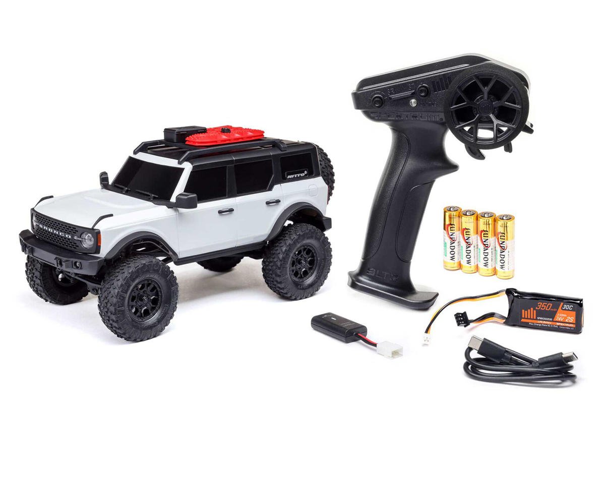 Axial 00006V2T4 1/24 SCX24 Ford Bronco 4X4 RTR Brushed Rock Crawler (Battery & Charger Included), White