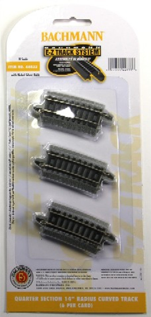 Bachmann 44833 N Quarter Section 14" Radius Curved Nickel Silver Track (6/Cd)