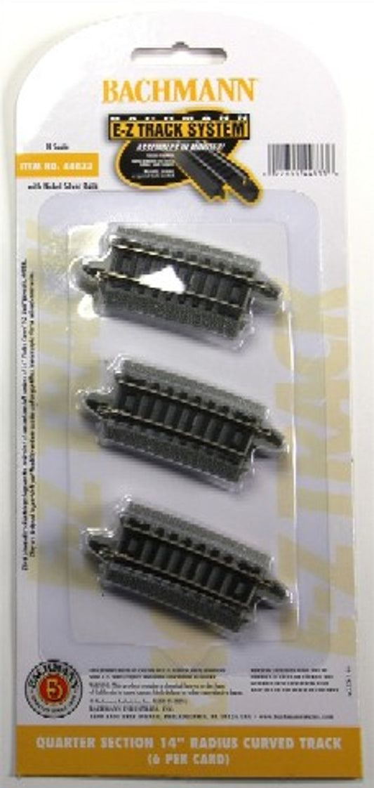 Bachmann 44833 N Quarter Section 14" Radius Curved Nickel Silver Track (6/Cd)