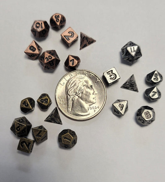 Gamerz Guard 3setsminidice 3 sets 21 piece Metal Mini Micro Dice 6mm D&D